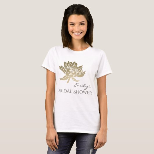 MONOGRAM VAN HET BLEKE GOLD LOTUS VRIJGEZELLENFEES T-SHIRT (Voorkant volledig)