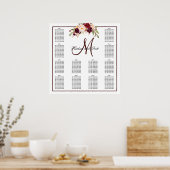 Monogram van het Bourgogne Floral Wedding Seating Poster (Keuken)