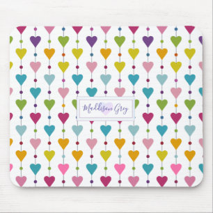Monogram van het Cute and Colorful Seamless Hearts Muismat