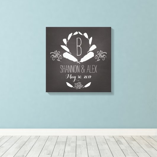 Monogram van het doezelbord van het doezelbord canvas afdruk (Insitu (Houten vloer))