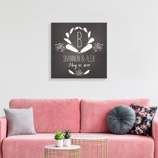 Monogram van het doezelbord van het doezelbord canvas afdruk (Insitu (Woonkamer))