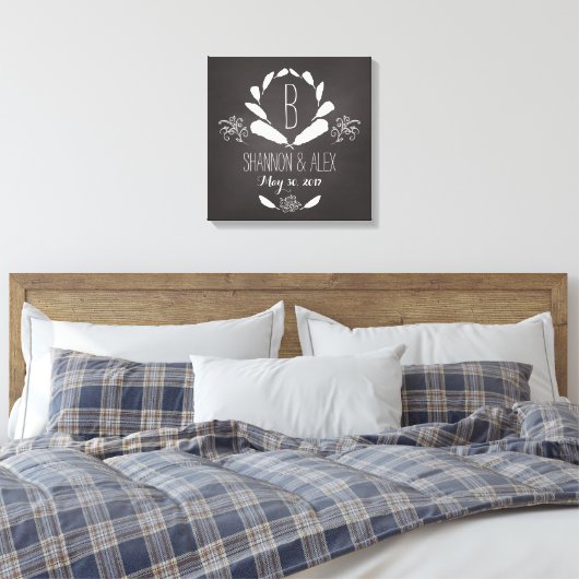Monogram van het doezelbord van het doezelbord canvas afdruk (Insitu (Slaapkamer))
