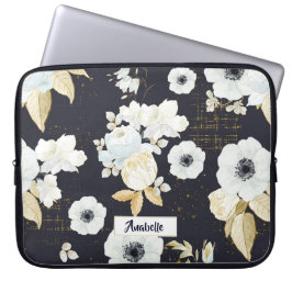Monogram van het flessenblauw en het witte flessen laptop sleeve