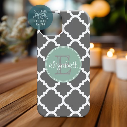 Monogram van het flessenpatroon van Charcoal en Mi Case-Mate iPhone Case