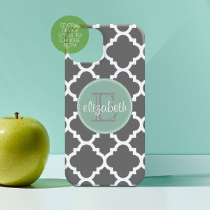 Monogram van het flessenpatroon van Charcoal en Mi Case-Mate iPhone Case