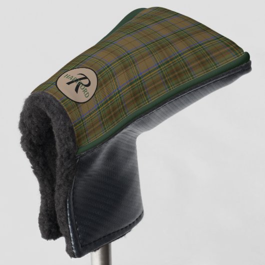 Monogram van het groene bruine Man van het gedepte Golfheadcover (3/4 voorkant)
