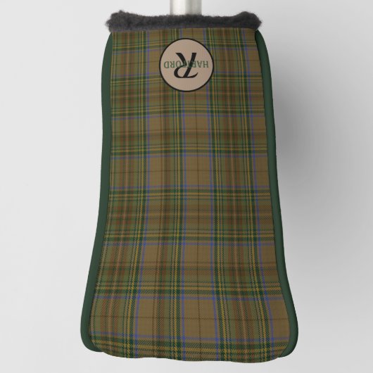 Monogram van het groene bruine Man van het gedepte Golfheadcover (Draai 90)