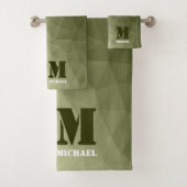 Monogram van het groene, geometrisch maaspatroon v bad handdoek (Insitu)