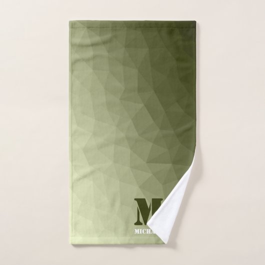 Monogram van het groene, geometrisch maaspatroon v bad handdoek (Handdoek)