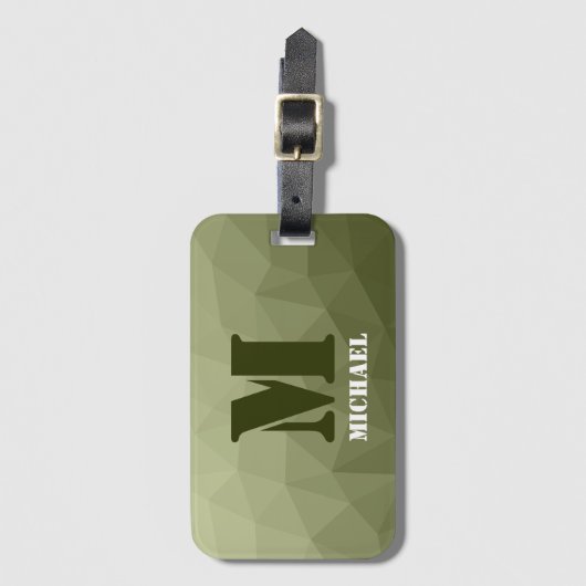 Monogram van het groene, geometrisch maaspatroon v bagagelabel (Voorkant (verticaal))