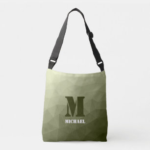 Monogram van het groene, geometrisch maaspatroon v crossbody tas