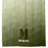 Monogram van het groene, geometrisch maaspatroon v douchegordijn (Voorkant)