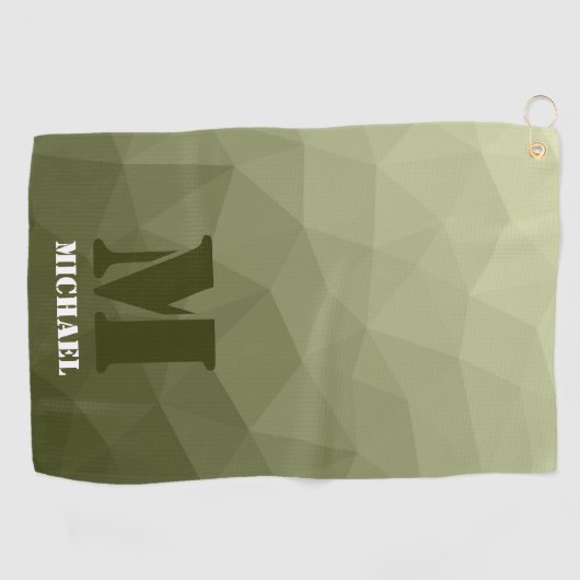 Monogram van het groene, geometrisch maaspatroon v golfhanddoek (Horizontaal)