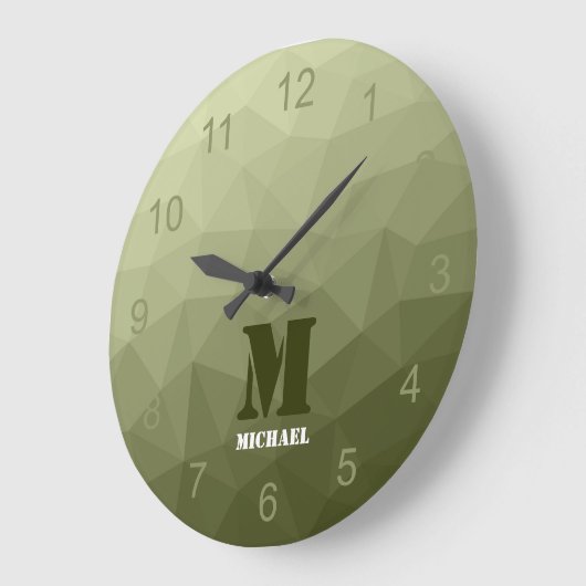 Monogram van het groene, geometrisch maaspatroon v grote klok (Hoek)