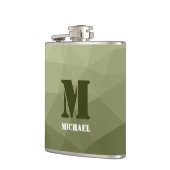 Monogram van het groene, geometrisch maaspatroon v heupfles (Links)