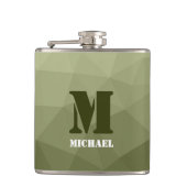 Monogram van het groene, geometrisch maaspatroon v heupfles (Voorkant)