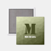 Monogram van het groene, geometrisch maaspatroon v magneet (Voorkant / Achterkant)