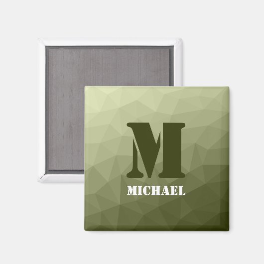 Monogram van het groene, geometrisch maaspatroon v magneet (Voorkant / Achterkant)