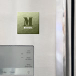 Monogram van het groene, geometrisch maaspatroon v magneet<br><div class="desc">Monogram personaliseer met uw douane initiaal en naam. Driehoeken ombre van het groene verloopgeometrische gaaspatroon. Driehoek geometrische mazen met licht donkergrijze groene ombre gradiënt. leger, leger, patroon, maas, mazen, driehoeken, geometrie, geometrisch, gradiënt, cool, driehoek, groen</div>