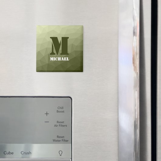 Monogram van het groene, geometrisch maaspatroon v magneet (Insitu (Koelkast))