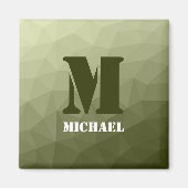 Monogram van het groene, geometrisch maaspatroon v magneet (Voorkant)