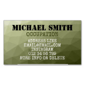 Monogram van het groene, geometrisch maaspatroon v magnetisch visitekaartje (Voorkant)