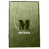 Monogram van het groene, geometrisch maaspatroon v medium cadeauzakje (Voorkant)