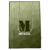 Monogram van het groene, geometrisch maaspatroon v medium cadeauzakje (Achterkant)