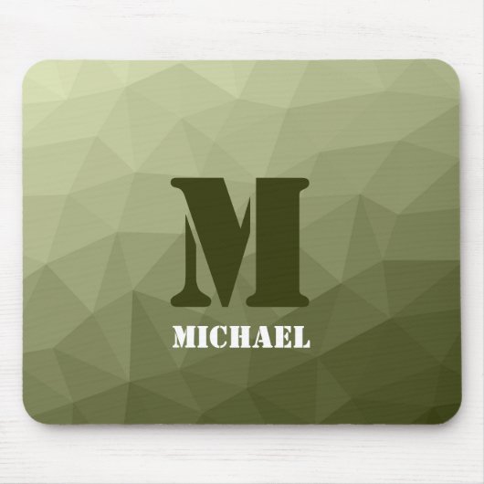 Monogram van het groene, geometrisch maaspatroon v muismat (Voorkant)