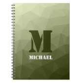 Monogram van het groene, geometrisch maaspatroon v notitieboek (Voorkant)