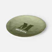 Monogram van het groene, geometrisch maaspatroon v papieren bordje (Gekanteld)