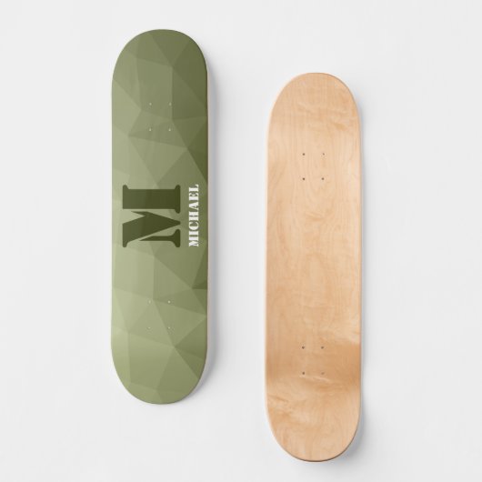 Monogram van het groene, geometrisch maaspatroon v persoonlijk skateboard (Voorkant)