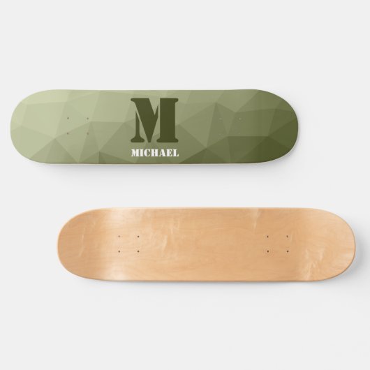 Monogram van het groene, geometrisch maaspatroon v persoonlijk skateboard (Horizontaal)