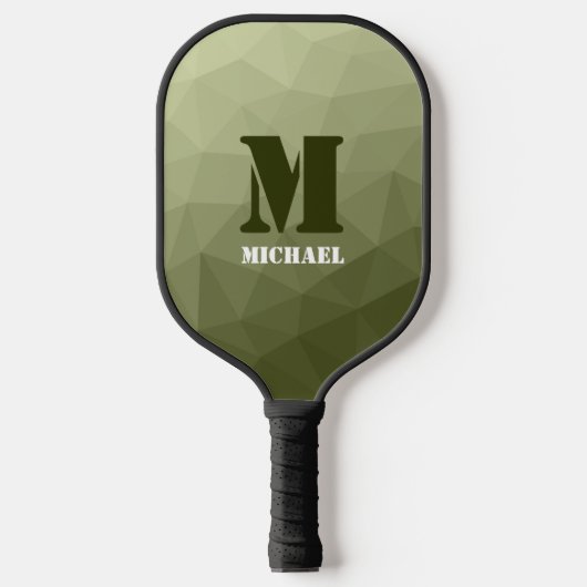 Monogram van het groene, geometrisch maaspatroon v pickleball paddle (Voorkant)