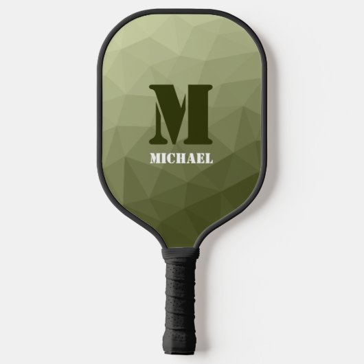 Monogram van het groene, geometrisch maaspatroon v pickleball paddle (Achterkant)