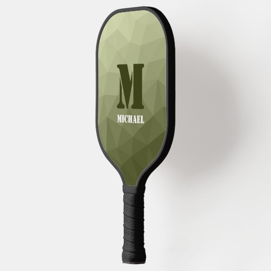 Monogram van het groene, geometrisch maaspatroon v pickleball paddle (Links)