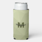 Monogram van het groene, geometrisch maaspatroon v seltzer blikjeskoeler (Seltzer Voorkant)