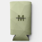 Monogram van het groene, geometrisch maaspatroon v seltzer blikjeskoeler (Voorkant)