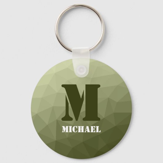 Monogram van het groene, geometrisch maaspatroon v sleutelhanger (Achterkant)
