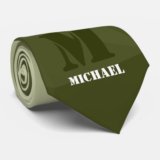 Monogram van het groene, geometrisch maaspatroon v stropdas (Opgerold)