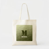 Monogram van het groene, geometrisch maaspatroon v tote bag (Voorkant)