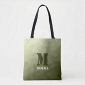 Monogram van het groene, geometrisch maaspatroon v tote bag (Voorkant)
