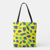 Monogram van het heldere, gele tropische leder tote bag (Achterkant)