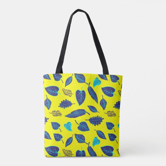 Monogram van het heldere, gele tropische leder tote bag (Achterkant)