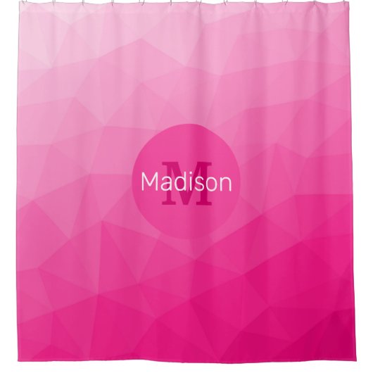 Monogram van het hete roze gradiënt van het Geomet Douchegordijn (Voorkant)