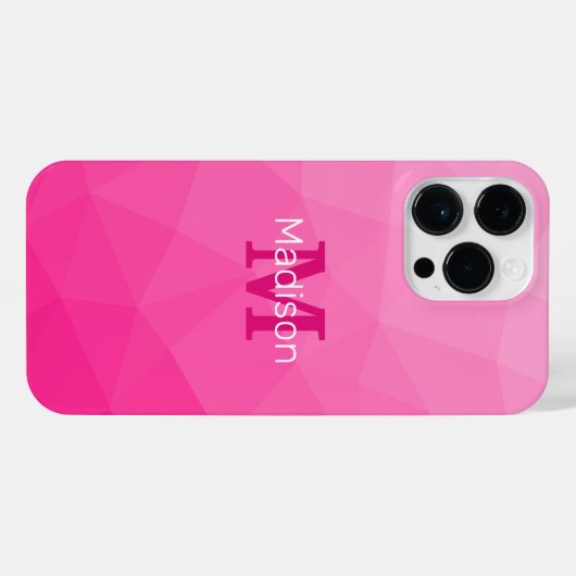 Monogram van het hete roze gradiënt van het Geomet iPhone Hoesje (Achterkant horizontaal)