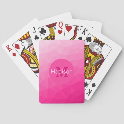 Monogram van het hete roze gradiënt van het Geomet Pokerkaarten (Achterkant)