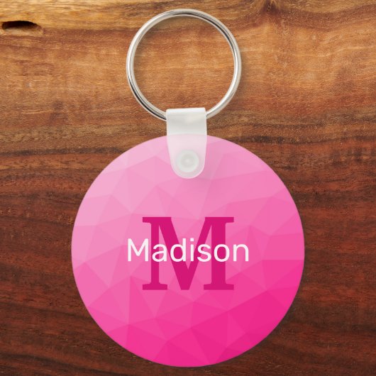 Monogram van het hete roze gradiënt van het Geomet Sleutelhanger (Voorkant)