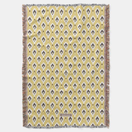 Monogram van het ikat stammenpatroon van Boho het Deken (Voorkant Verticaal)