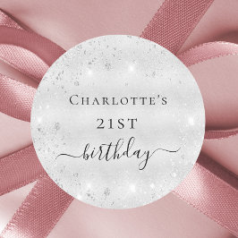 Monogram van het jaarlijkse zilverglitterstofmonog ronde sticker